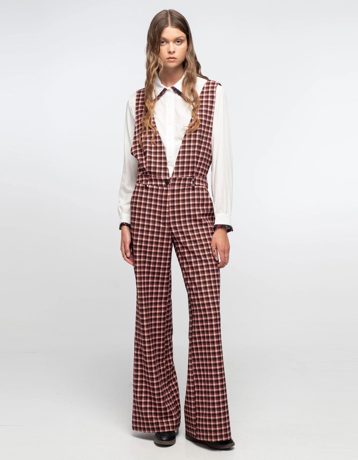 Peace and Chaos Plaid jumpsuit