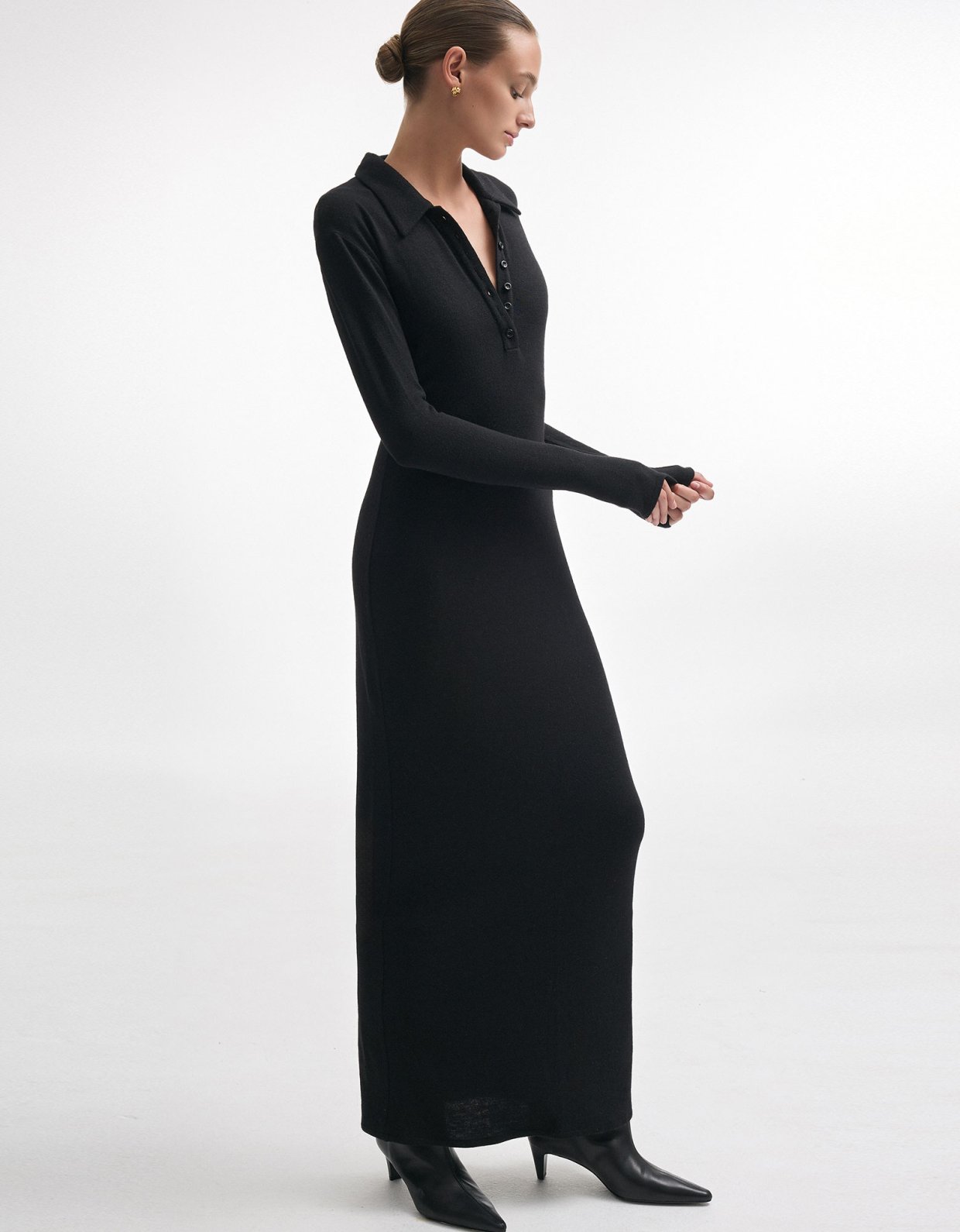 Nadia Rapti Whitney long sleeve dress black