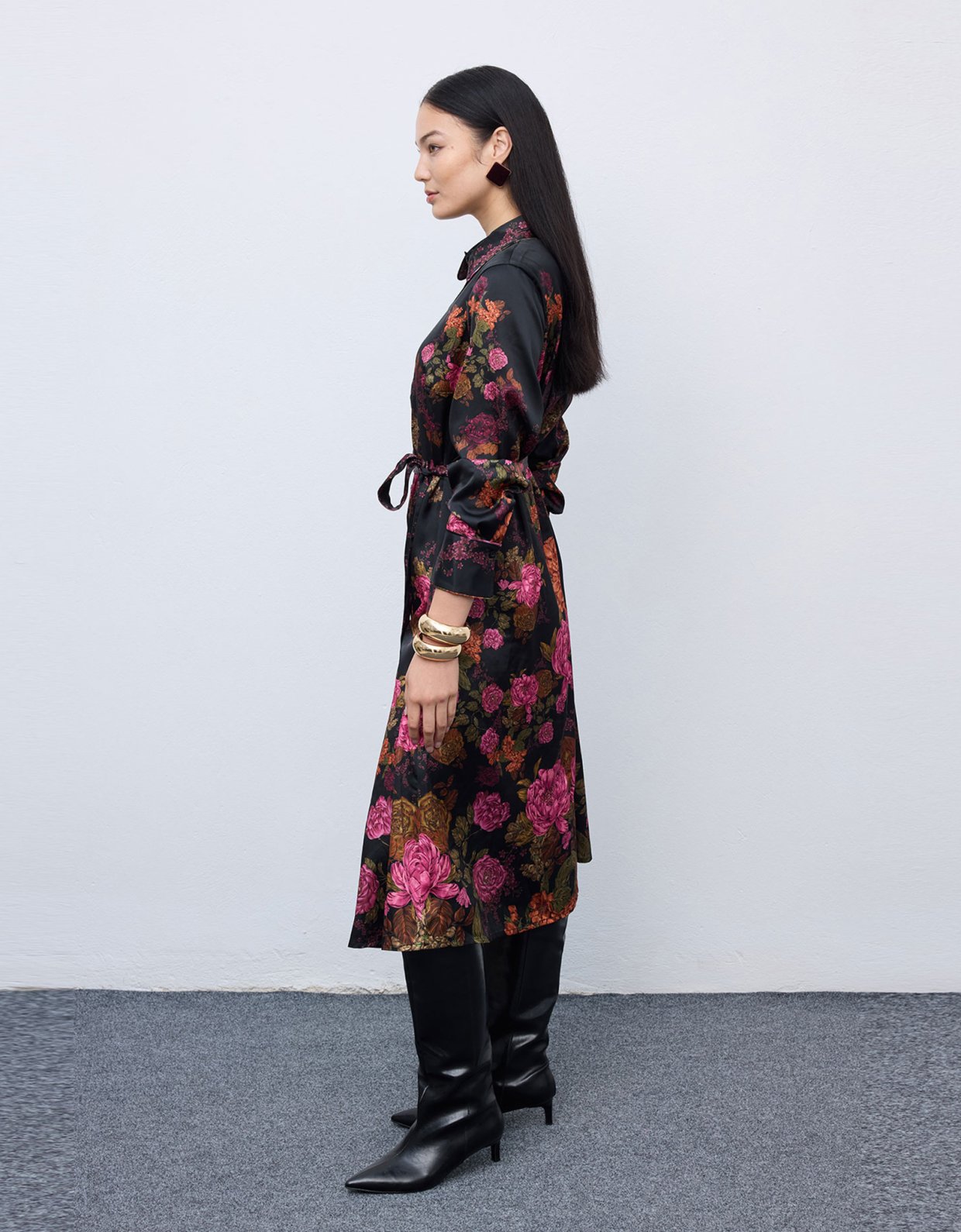Ciel Concept Winter bloom midi shirt dress