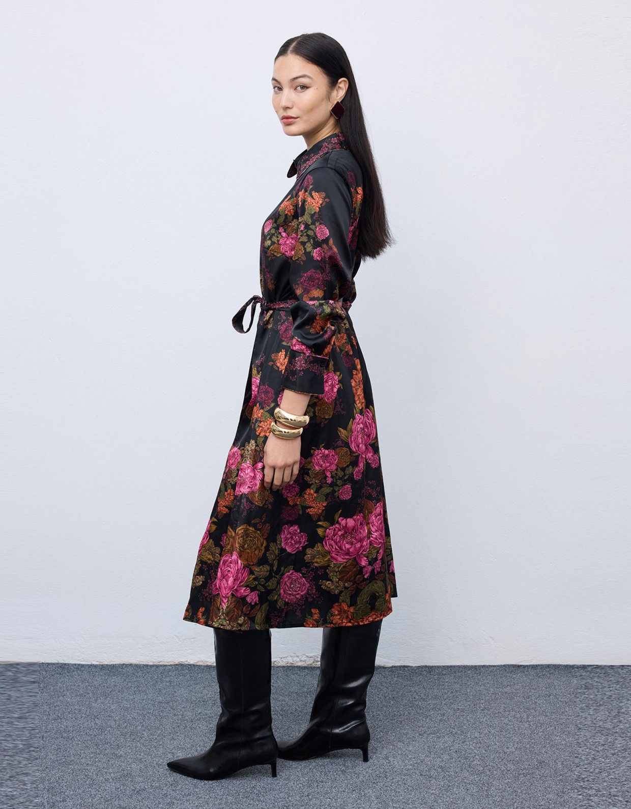 Ciel Concept Winter bloom midi shirt dress