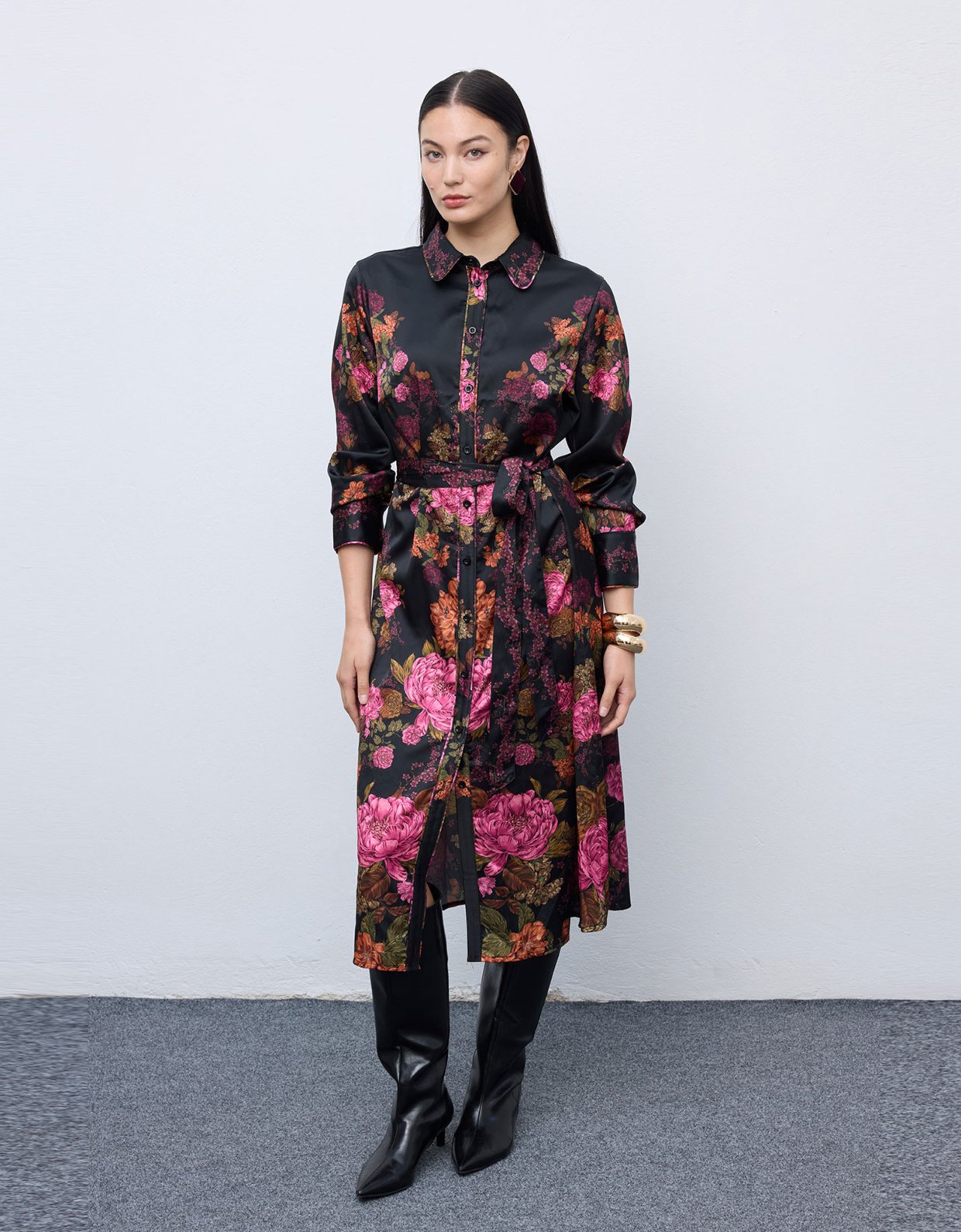 Ciel Concept Winter bloom midi shirt dress