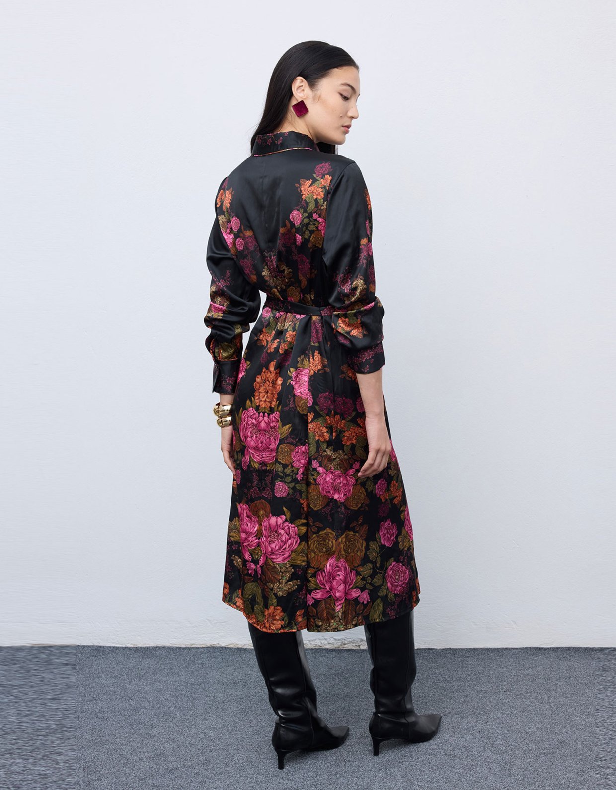 Ciel Concept Winter bloom midi shirt dress