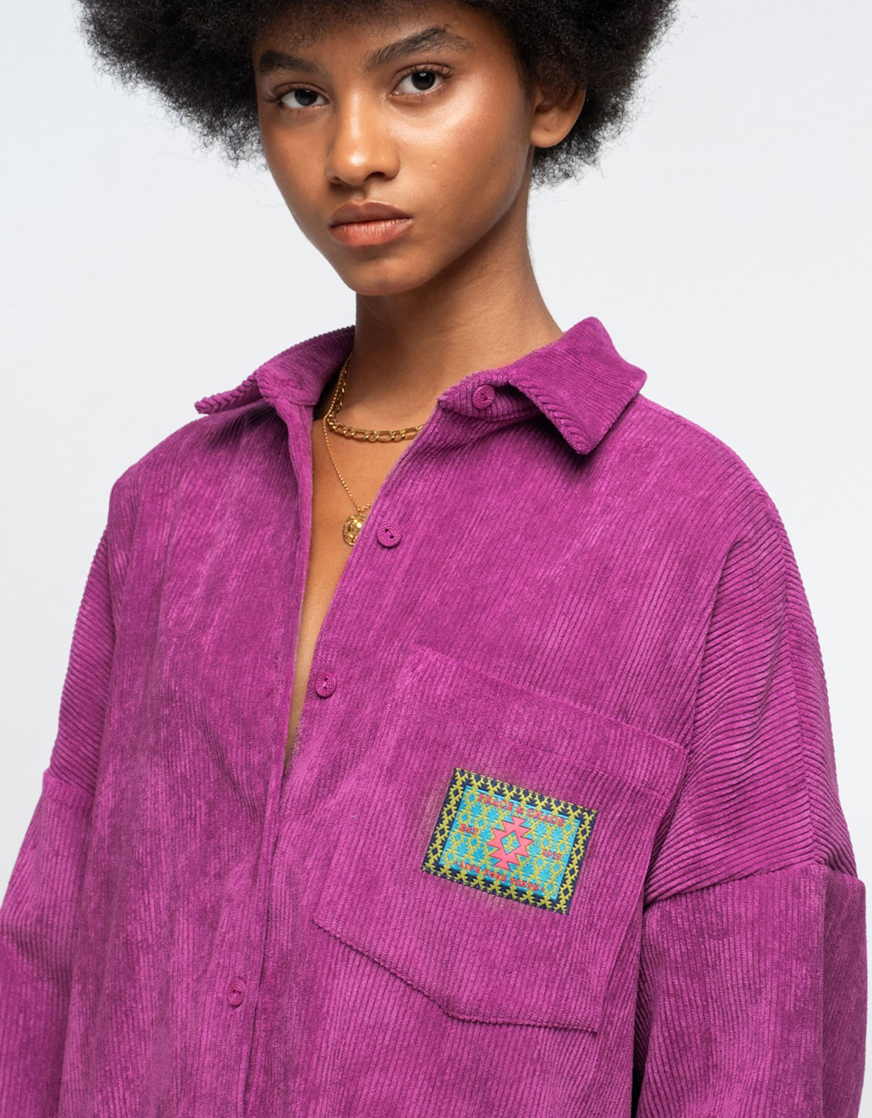Peace and Chaos Wisteria shirt purple