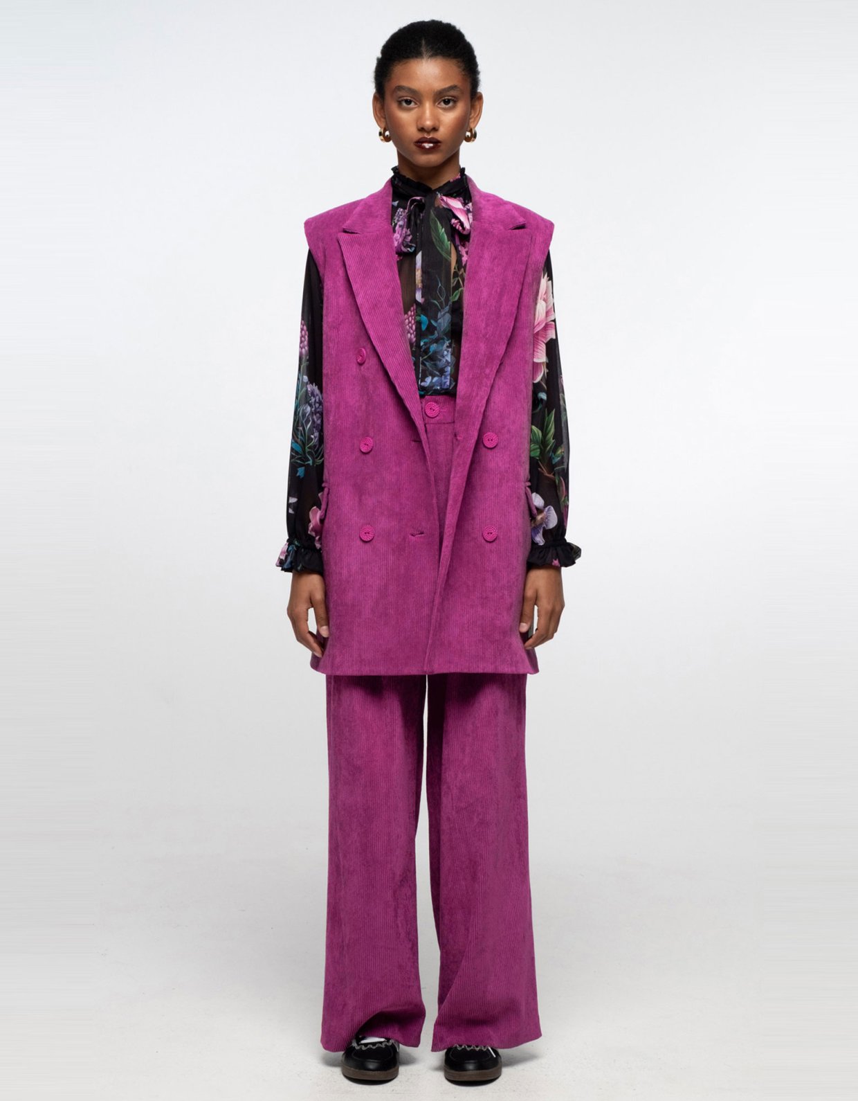 Peace and Chaos Wisteria sleeveless blazer purple