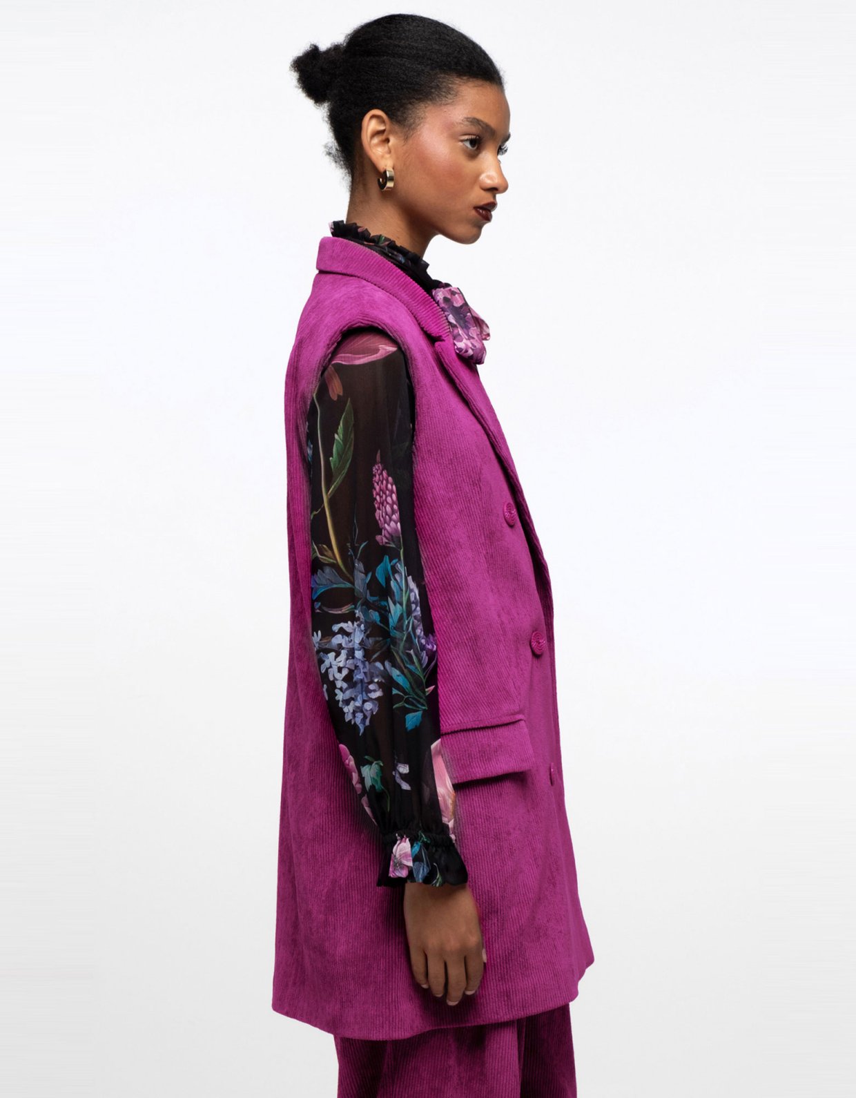Peace and Chaos Wisteria sleeveless blazer purple