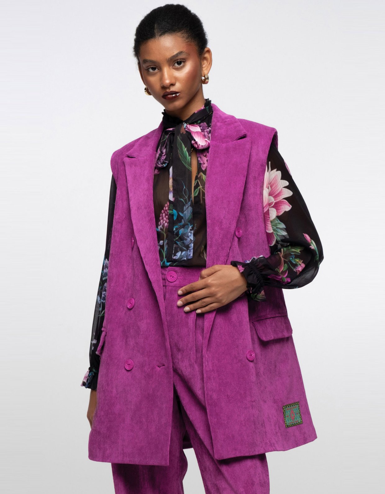 Peace and Chaos Wisteria sleeveless blazer purple
