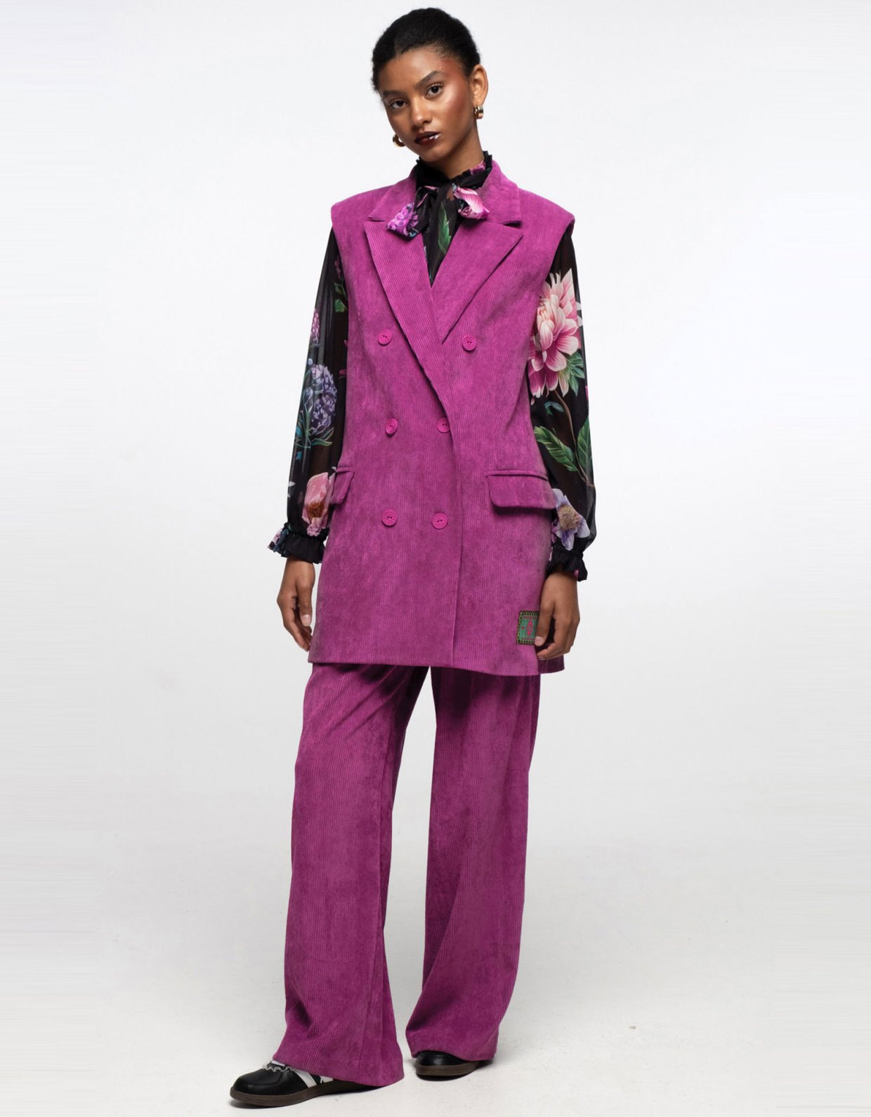Peace and Chaos Wisteria sleeveless blazer purple