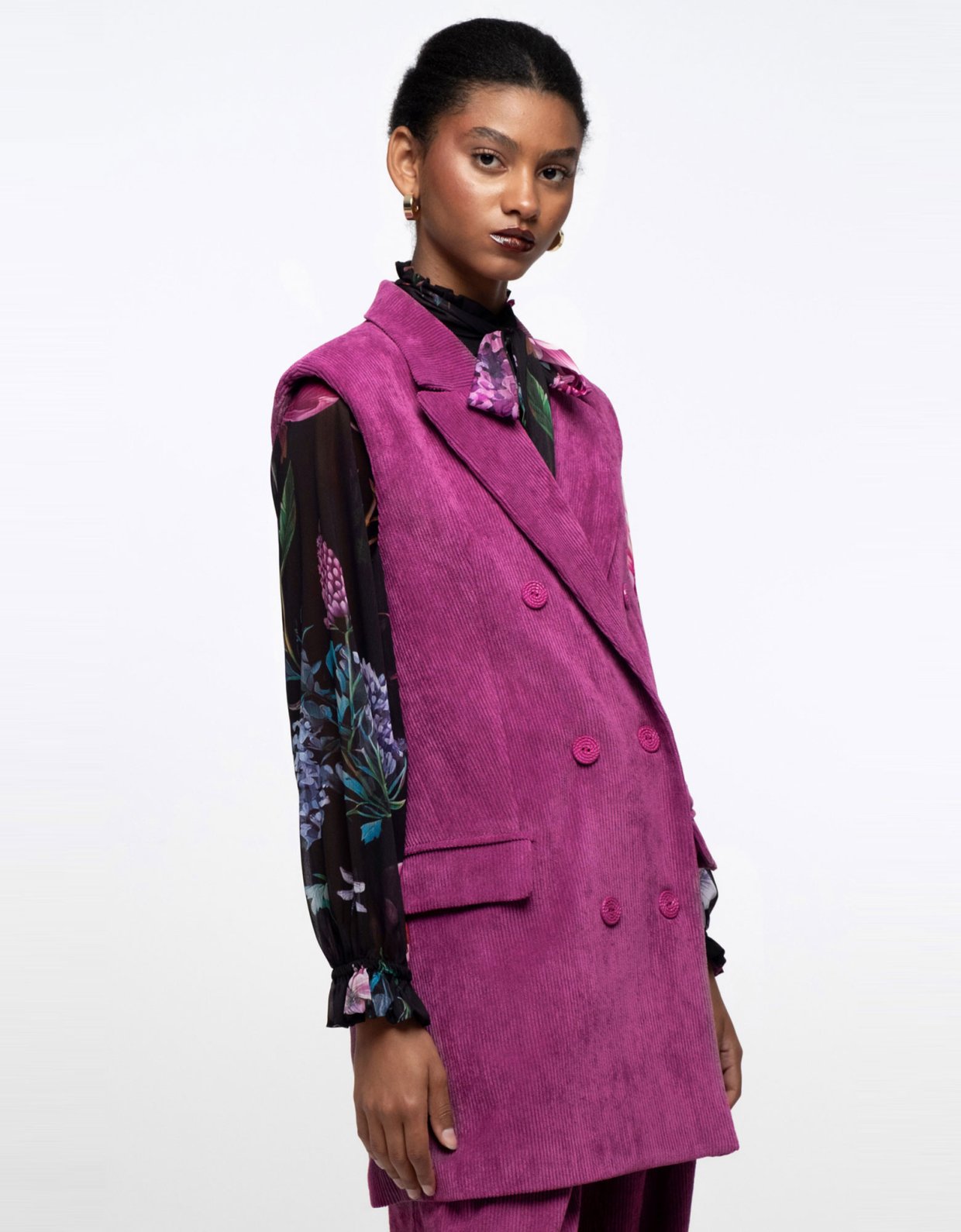 Peace and Chaos Wisteria sleeveless blazer purple