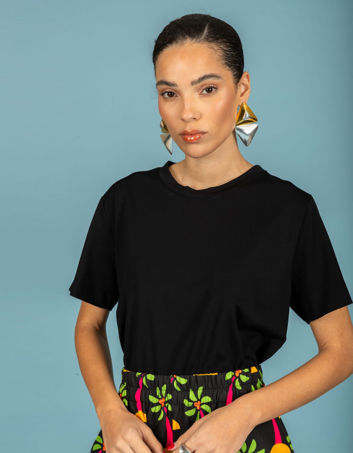 Chaton Yolanda sleeve top jet black