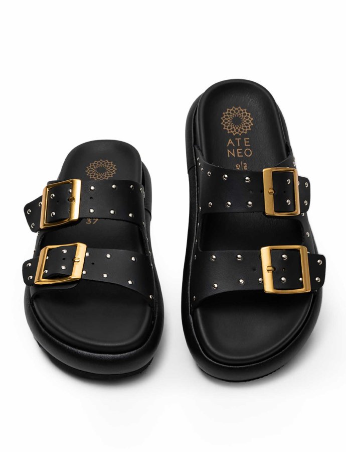9106 small stud sandals black