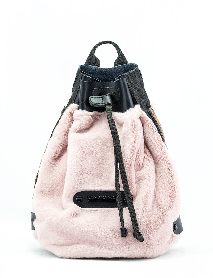 Fluffy backpack pink