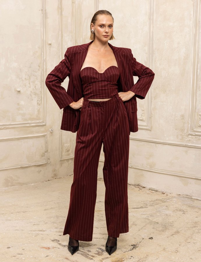 Pinstripe pants bordeaux