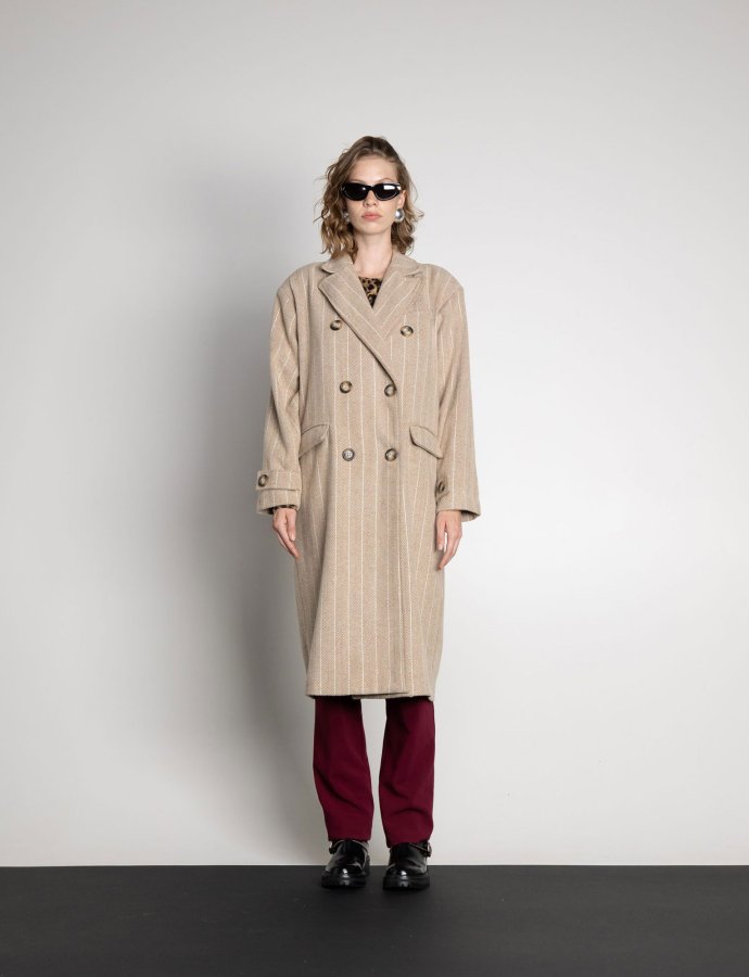 Iris coat stripped beige