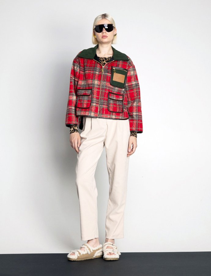 Tonia puffer checked red