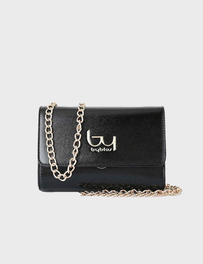 Olivia metal flap bag black