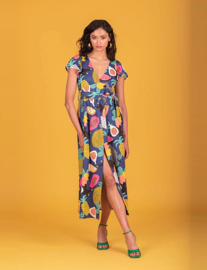 Mariano V-neck dress blue