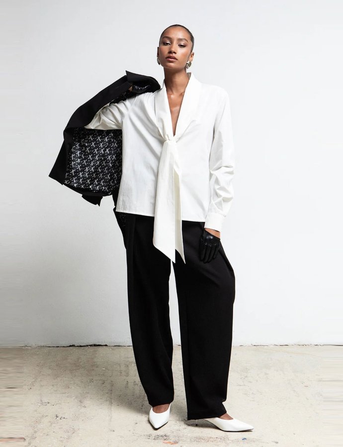 Black oversized barrel leg tailored pants