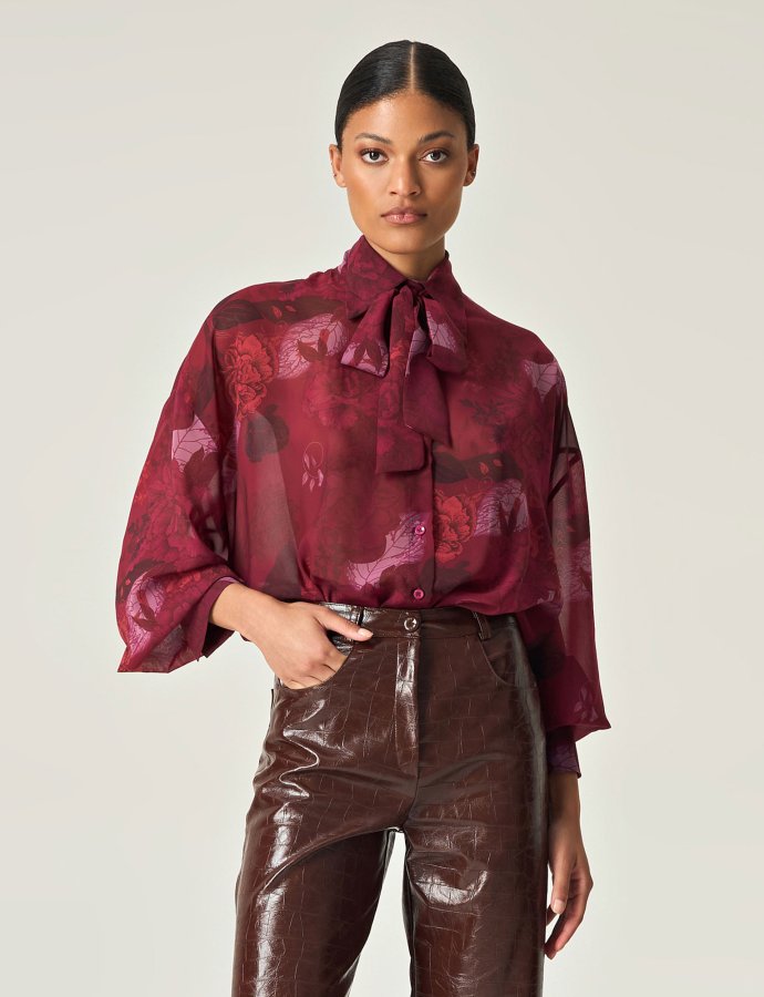 Crimson allure oversized shirt