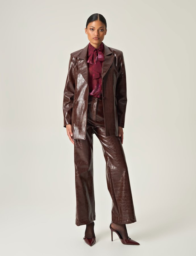 Cocoa croco leather blazer