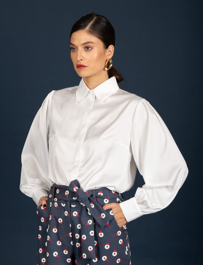 Denise satin shirt ecru