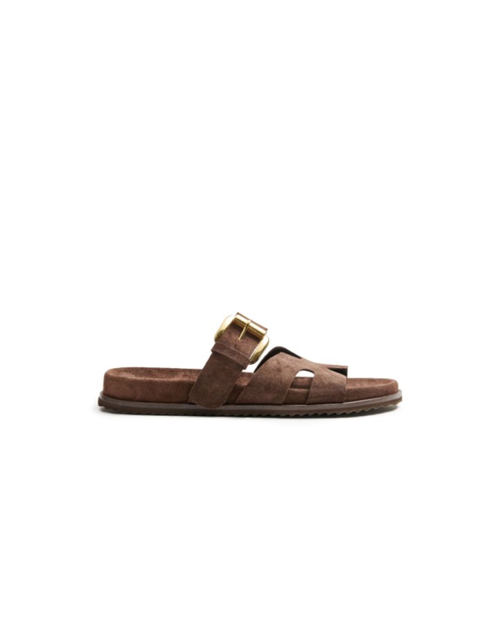 Dark brown cross suede sandals 61312