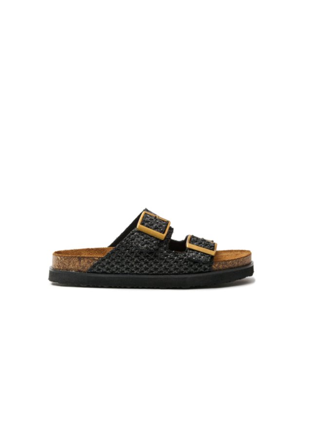 Black straw sandals 62107
