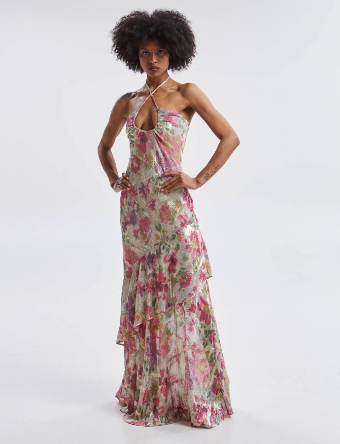 Amaris pleated floral maxi dress