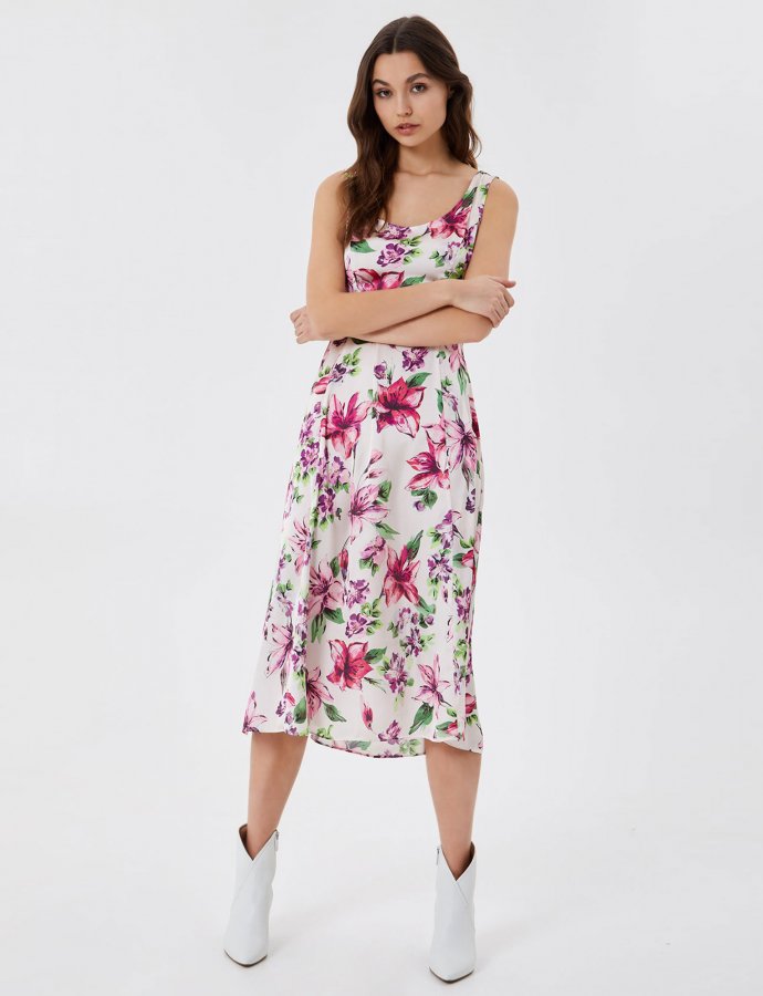 Midi dress with cut out floral
