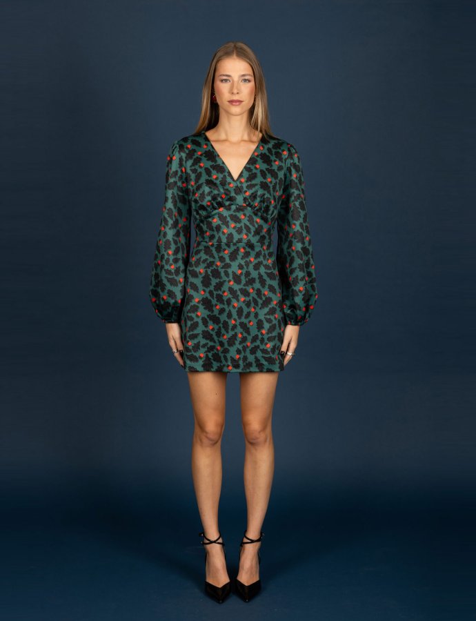 Diane suede V-neck dress