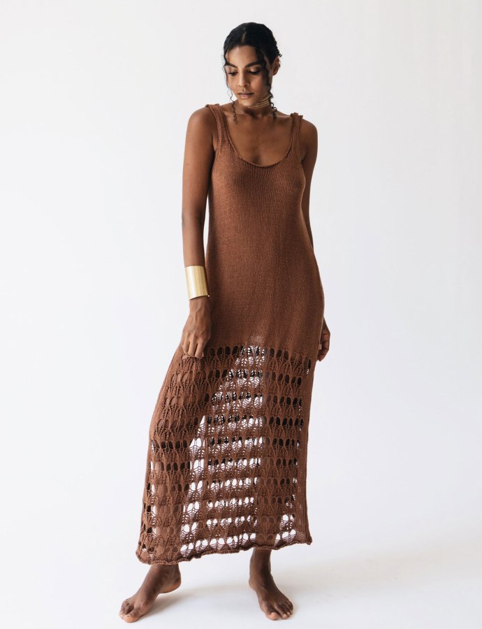 Sarakiniko knit dress chocolate