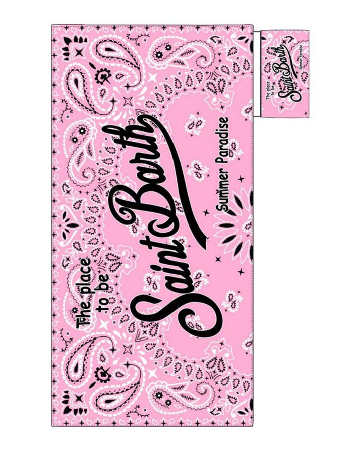 Microfiber beach towel Aidan pink with bandanna print