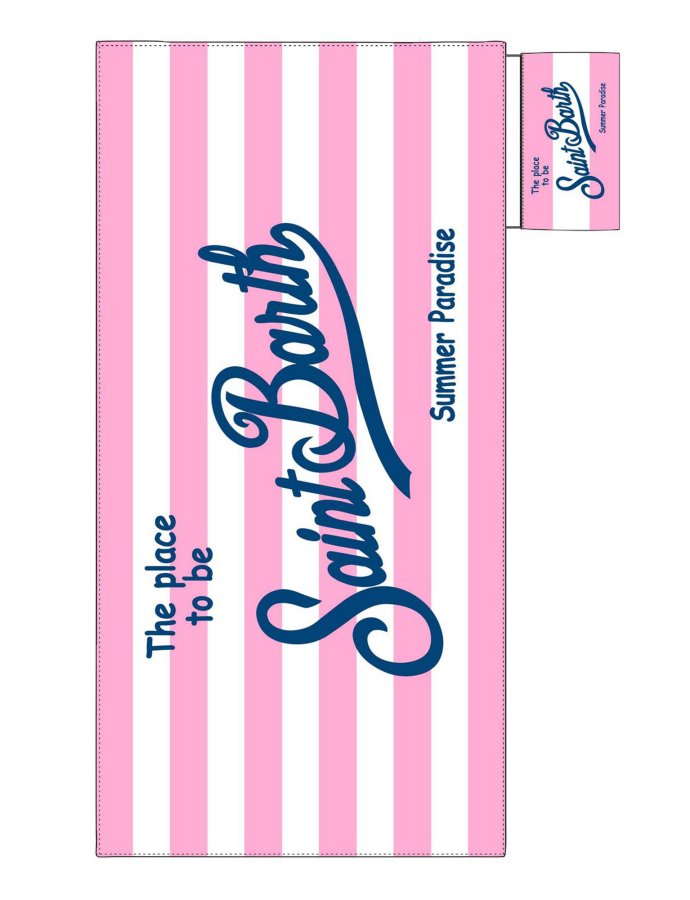 Microfiber beach towel Aidan pink with striped print