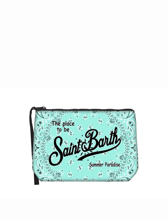 Aline scuba pouch with sage green bandana print
