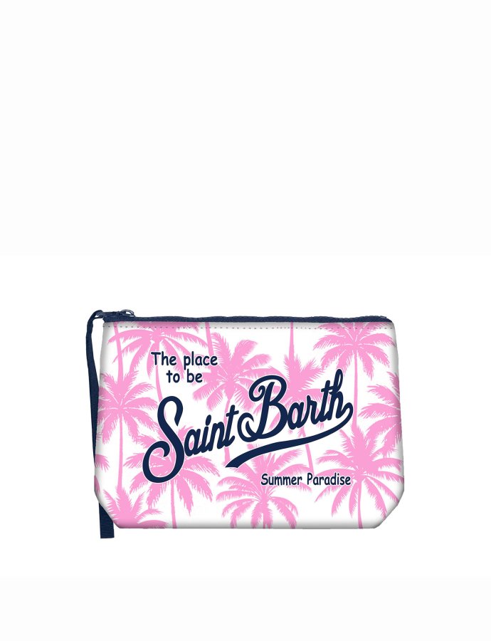 Aline scuba pouch with pink palms print