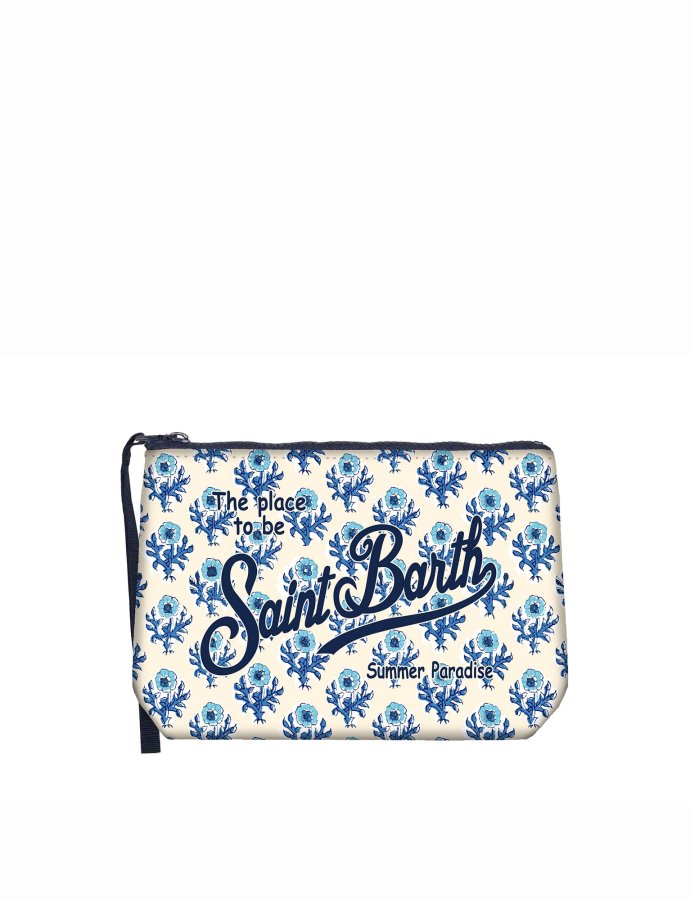 Aline scuba pouch with blue floral print