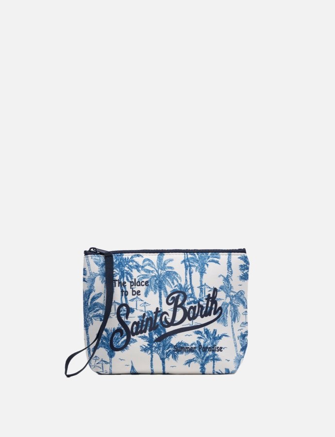Aline scuba pochette blue with toile de jouy print