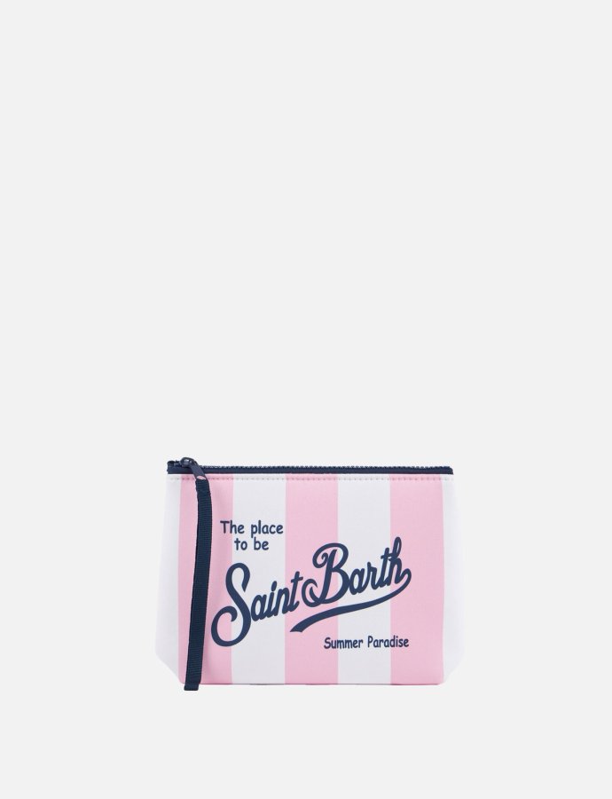 Aline scuba pochette pink with striped print