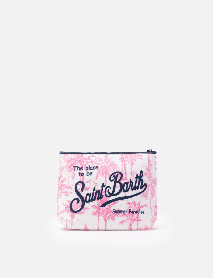 Aline scuba pochette pink with toile de jouy print