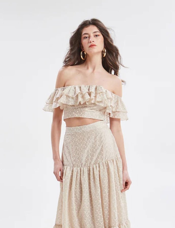 Kaira embroidered ruffle top