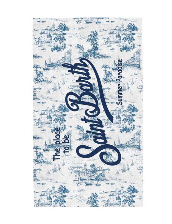 Terry beach towel St Tropez print blue
