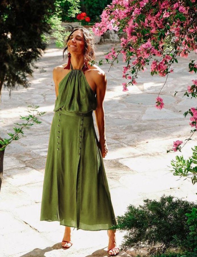 Breeze of nostalgia mid skirt olive green