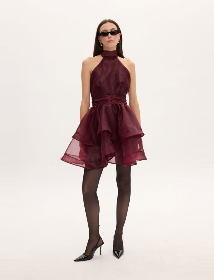 Margot organza mini dress bordeaux