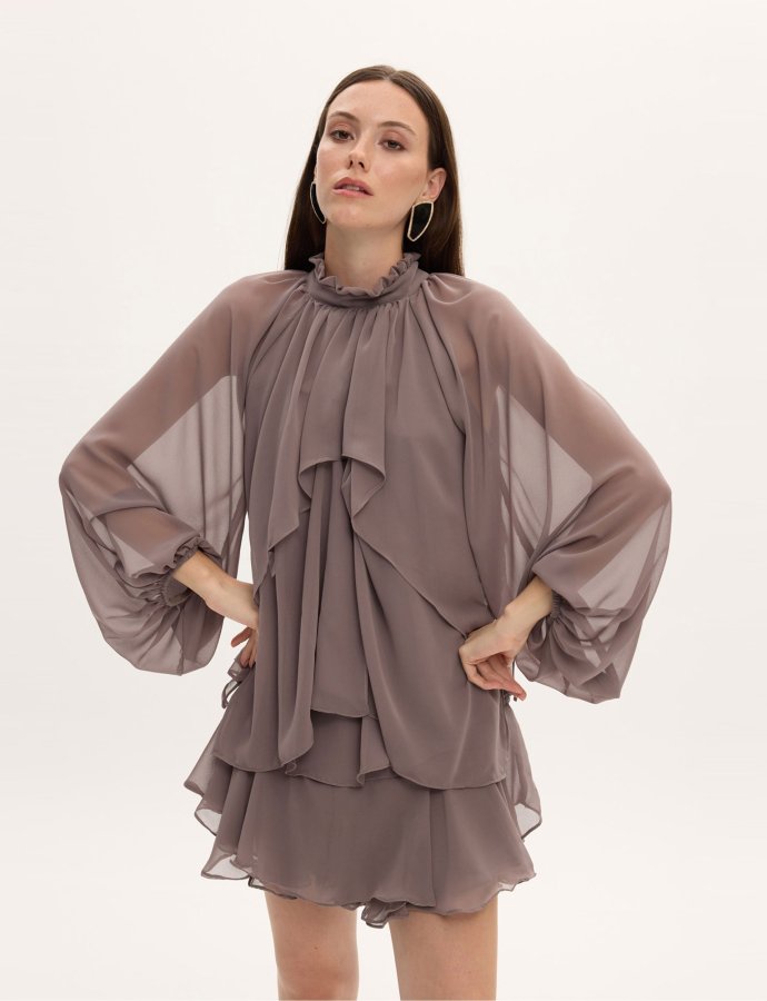 Melanie grey ruffle dress