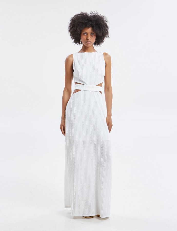 Lucina lace cut out dress white
