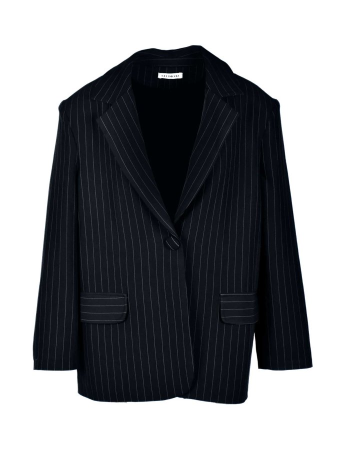 Stripes oversized blazer black