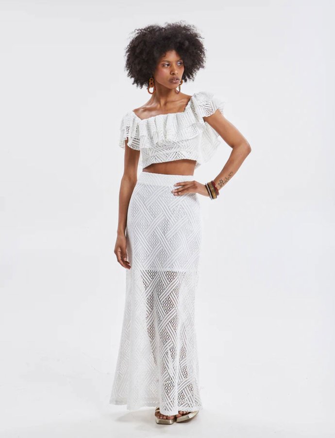 Nora knitted skirt white