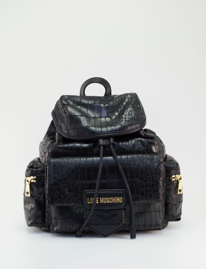 Mini croco backpack black