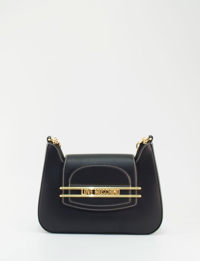 Mini shoulder bag chain metallic logo black