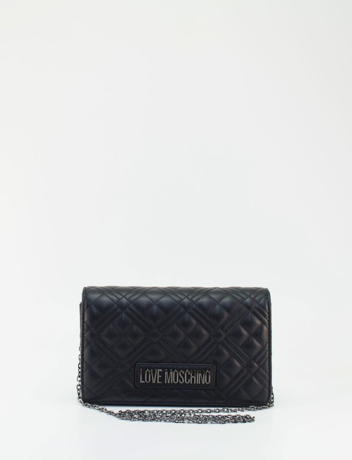 Quilted smart clutch bag black nickel