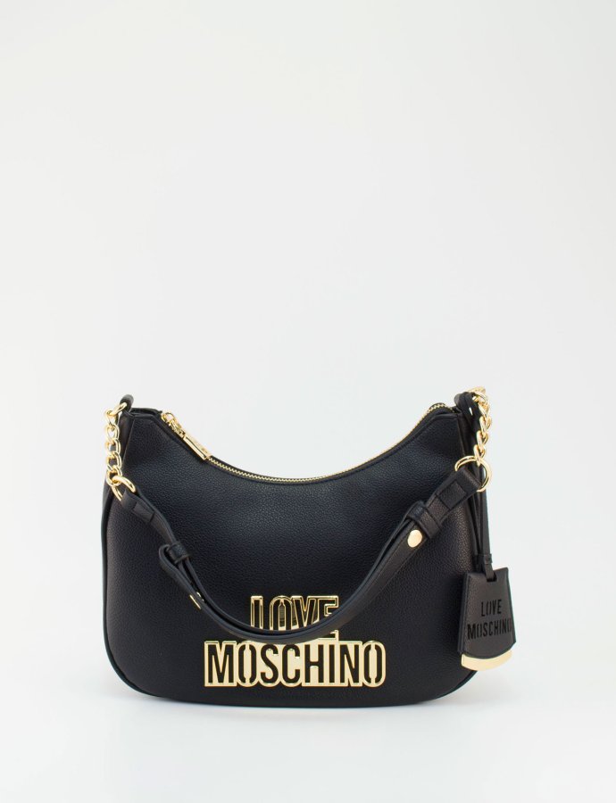 Mini hobo bag metallic logo black